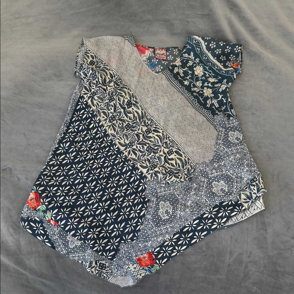 Johnny Was Women’s Floral Patchwork Asymmetrical Top